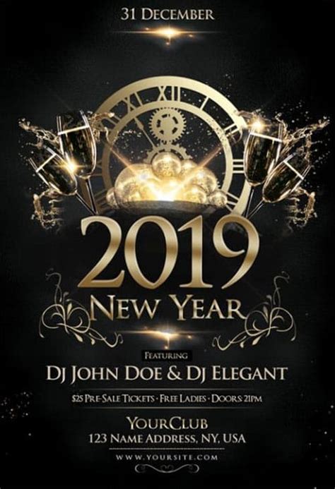 Our party flyers are versatile and perfect for all your special events. Happy New Year 2019 Free Party Flyer Template for New Year ...