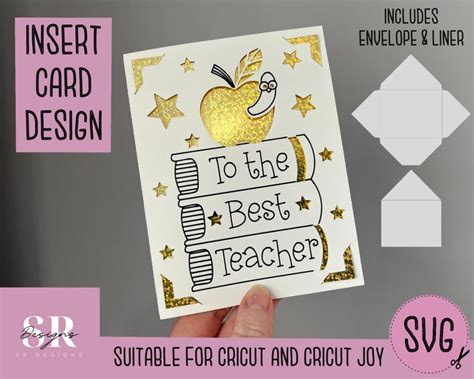 Svg Teacher Insert Card Cricut Joy Friendly Draw And Cut Etsy