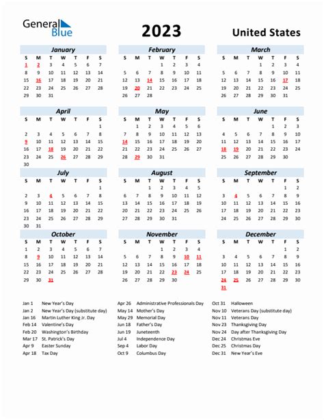 General Blue Calendar 2023 United States Get Calendar 2023 Update
