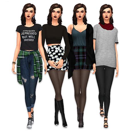 Lilsimsie — Lookbook 1 Grunge Look 1 Top X By Sims 4 Sims