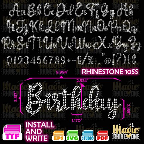 Rhinestone Template Font Ttf Rhinestone Calligraphy Font Svg Etsy
