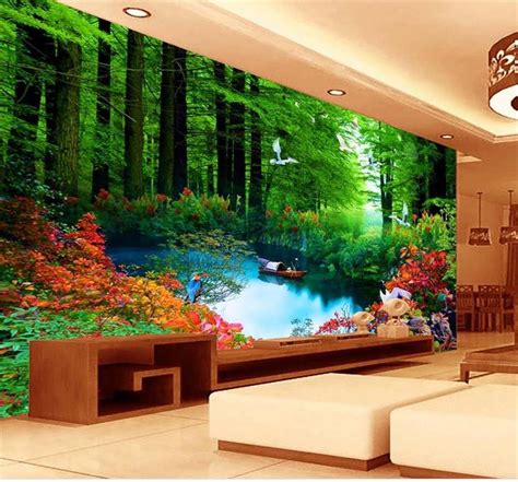 Custom 3d Photo Wallpaper Living Room Mural Landscape Forest River 3d