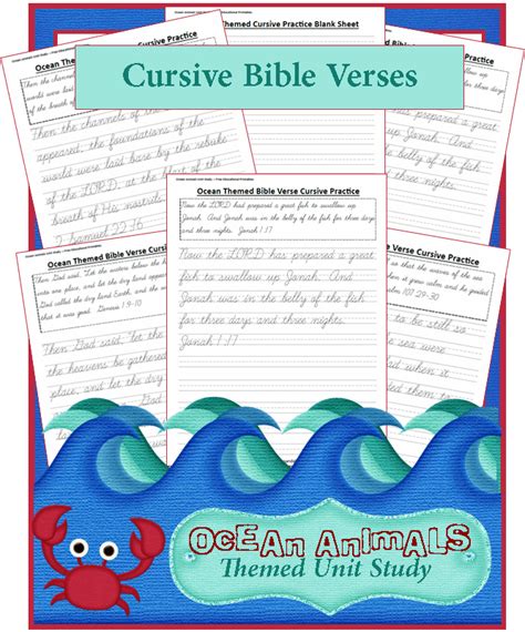 Ocean Animals Unit Study Bible Verse Cursive Writing