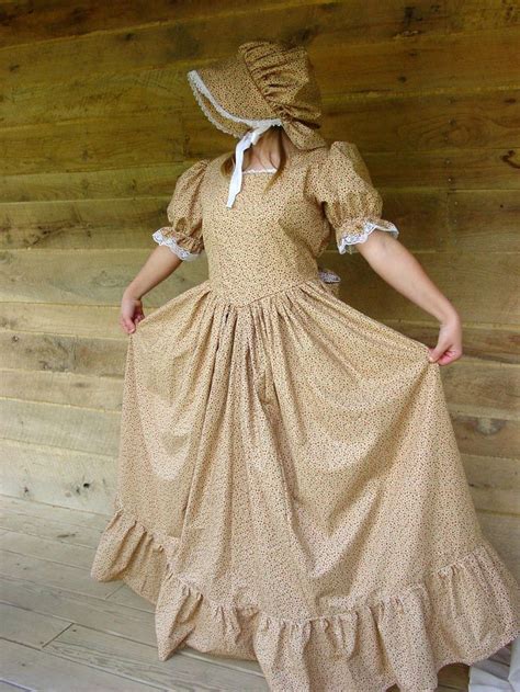Handmade Historical Costumes Pioneer Girl Colonial ~golden Prairie Dress~ 67 Pioneer Dress