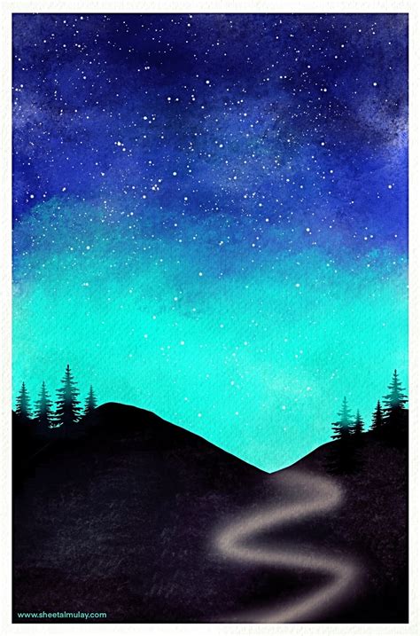 Starry Night Illustration Using Procreate Digital Illustration Using