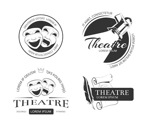 Vintage Vector Theatre Labels Emblems Badges And Logo Premium Vector