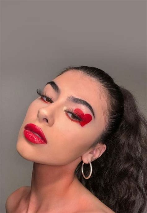 20 Valentines Day Makeup Ideas 2023 Red Love Heart Eye Makeup Red Lips