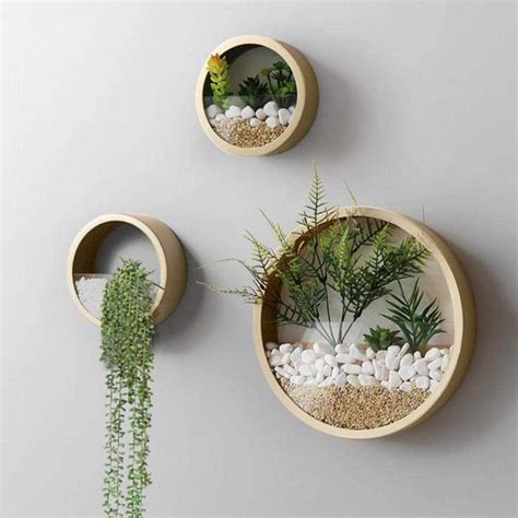 Vevlu 3 Pack Set Wall Plantersmodern Round Glass Wall Planter