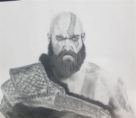 My Pencil Drawing Of Kratos Godofwar