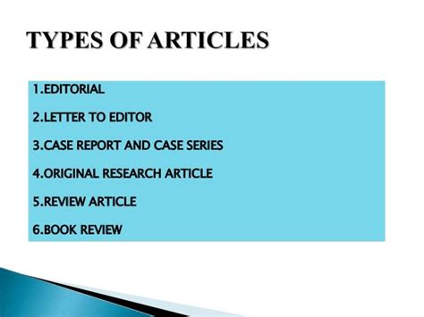 Types Of Article In A Journal