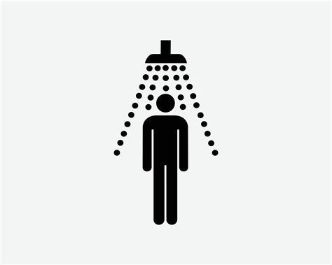 Man Showering Taking A Shower Stick Figure Black White Silhouette Sign