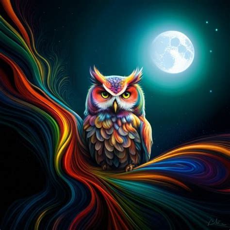 Rainbow Owl At Night Ai Generated Artwork Nightcafe Creator
