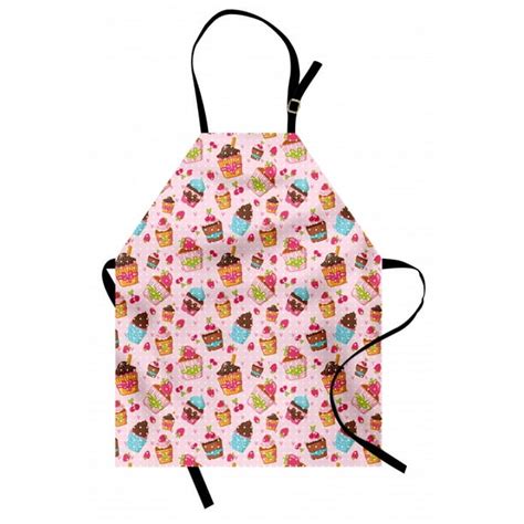 Pink Apron Kitchen Cupcakes Muffins Strawberries And Cherries Food Eating Sweets Print Unisex