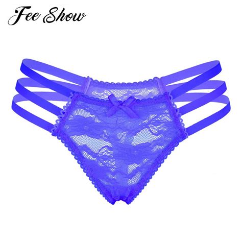 Womens Lingerie See Through Low Rise G String Panties Sheer Lace Open