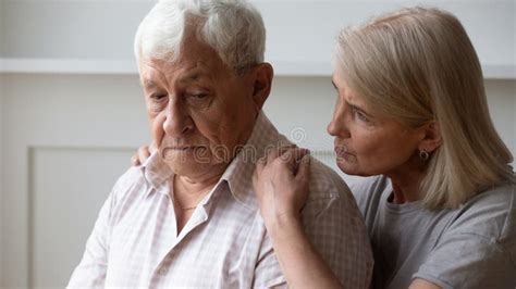 Loving Senior Wife Hug Comfort Sad Elderly Husband Stock Photos Free