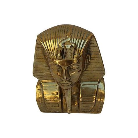King Tut Egyptian Brass Bust Chairish