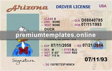 Arizona Drivers License Editable Template V2 Premium Templates