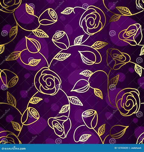 Seamless Hand Drawn Gold Filigree With Roses Stock Vector
