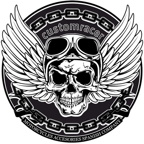 Logo Customraceres Skull Biker Art Skull Art