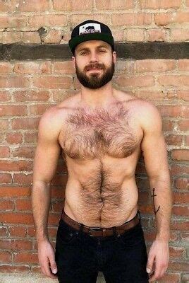 Shirtless Male Muscular Hairy Chest Beard Abs Hunk Beefcake Photo X