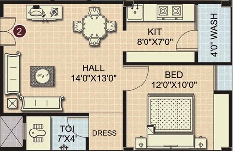 1 Bhk Flats Floor Layouts