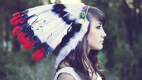 hd wallpaper brunette headdress indian native americans wallpaper flare