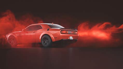 3840x2160 Red Dodge Challenger Demon Srt Rear 4k Hd 4k Wallpapers