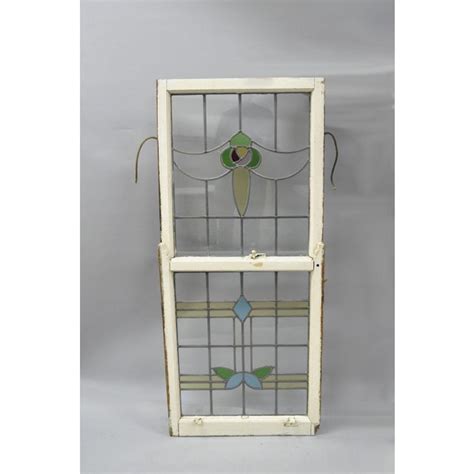 Antique Stained Glass Architectural Salvage Double Hung Window Chairish