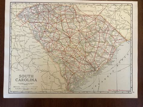1921 South Carolina Map With Highways Crams Good Roads Etsy