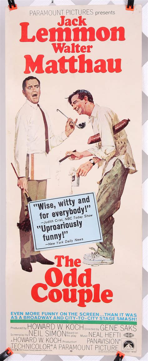 He proves that cleanliness is next to insanity. Odd Couple (1968) 14" x 36"- original movie poster V2