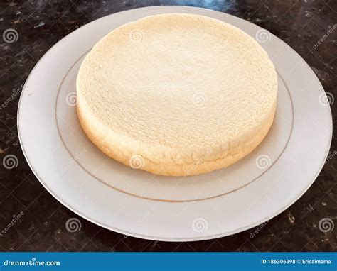 Perfect Round Flat Cake On Plate Stock Photo Image Of Baking Bake
