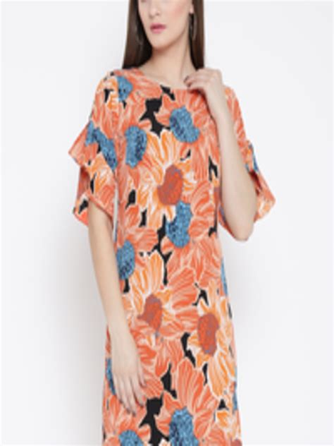 Buy Dorothy Perkins Women Orange Printed A Line Dress With Ruffles Dresses For Women 2096798