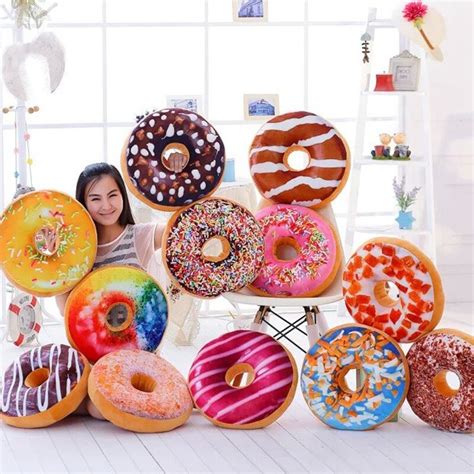 3d Large Round Donut Cushion Plush Simulation Food Pillows Cute Office