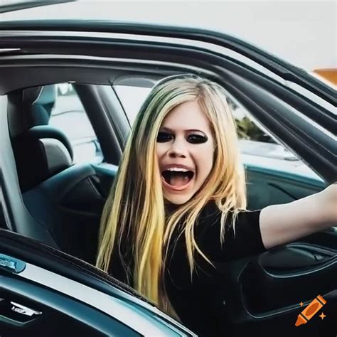 Avril Lavigne Driving A Car With Manual Transmission On Craiyon