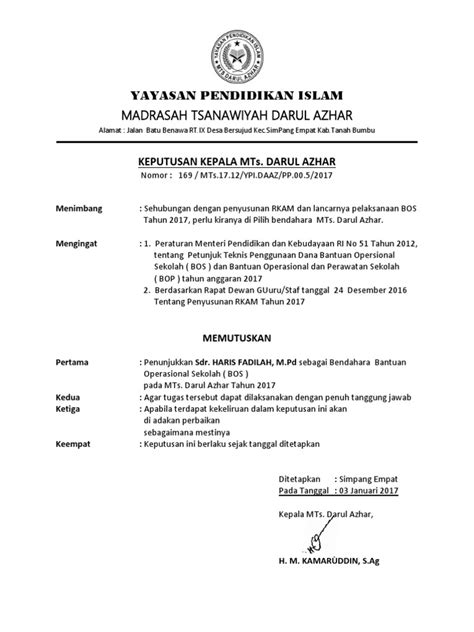 Bagi anda yang sedang mencari referensi dalam membuat contoh surat pengunduran diri resign doc yang baik dan benar selamat !! Contoh Surat Tugas Bendahara Bos | Sobat Guru
