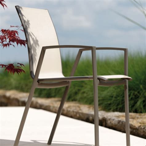 Modern Powder Coated Aluminum Textilene Outdoor Dining Chair Patio