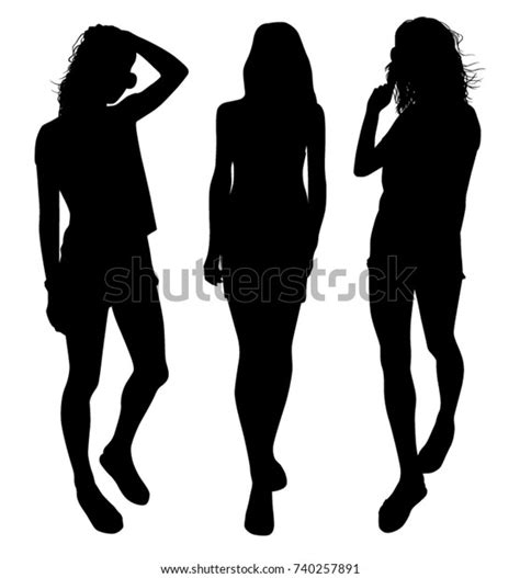 Set Girl Silhouettes Stock Vector Royalty Free 740257891 Shutterstock
