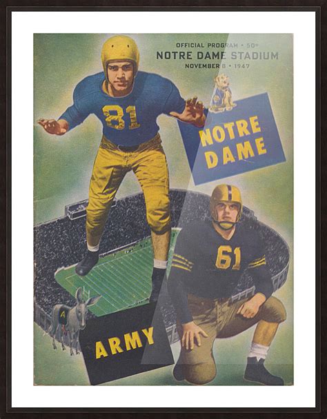 1947 Army Vs Notre Dame Football Program Cover Artvintage College