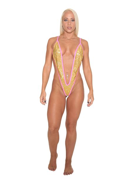 Easy To Clean Sassy Assy Clothing Gold Hologram Slingshot Bikini