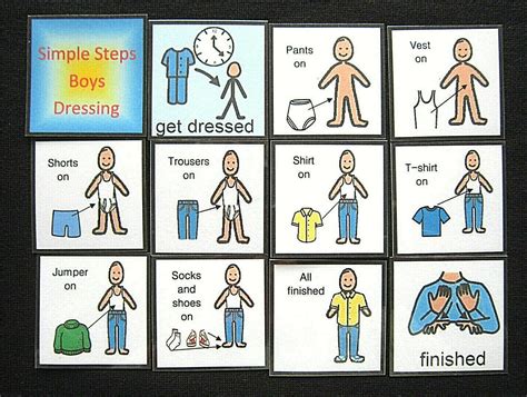 Simple Steps Boys Dressing Visual Communication Sen Pecs Autism Adhd