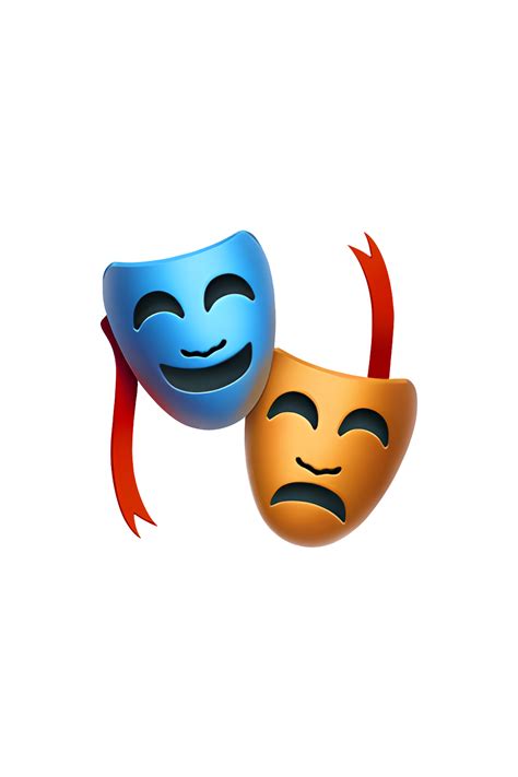Two Masks With Faces Drawn On Them One Is Blue And The Other Is Red