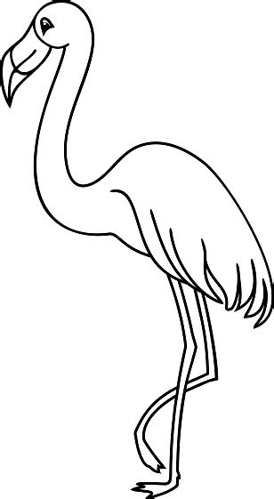 Vetores De Bonito Dos Desenhos Animados Flamingo Coloração Página E