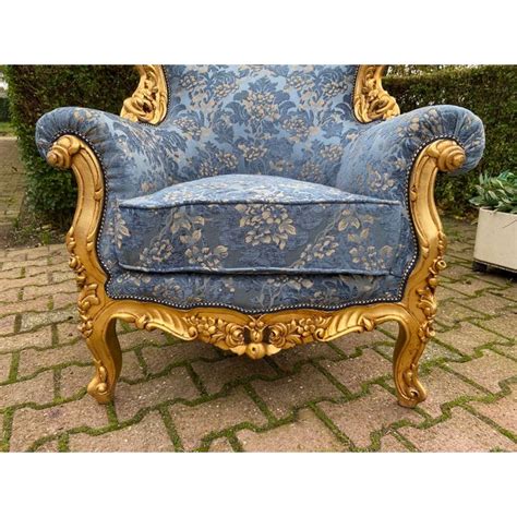 1940s vintage baroque rococo style blue damask chairs a pair chairish