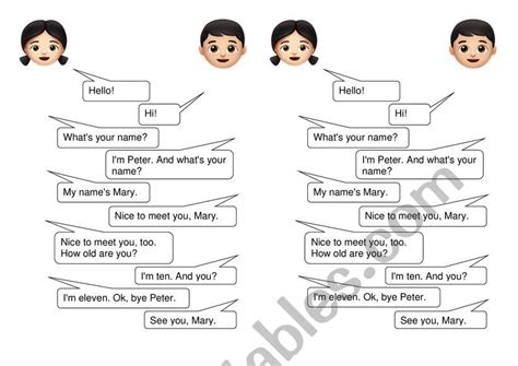 Reading A Meeting Of Two People Dialogue Esl Worksheet By