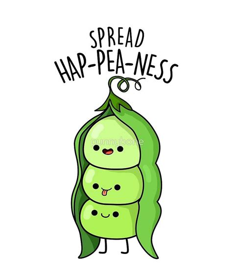 Hap Pea Ness Vegetable Food Pun By Punnybone Redbubble Funny Food