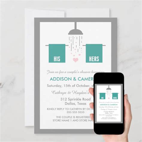 his and hers couple s shower invitation zazzle