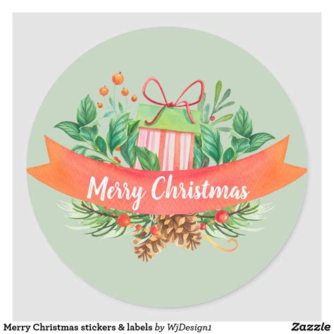 merry christmas stickers and labels zazzle christmas stickers sticker labels custom holiday card