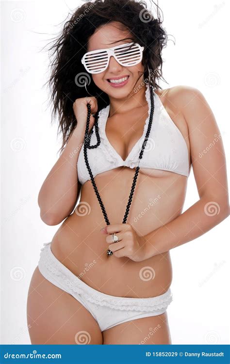 Pretty Female Wearing A Bikini And Sunglasses Stock Image Image Of