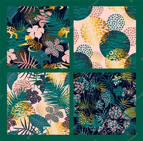 Premium Vector Trendy Seamless Exotic Patterns With Palm Animal