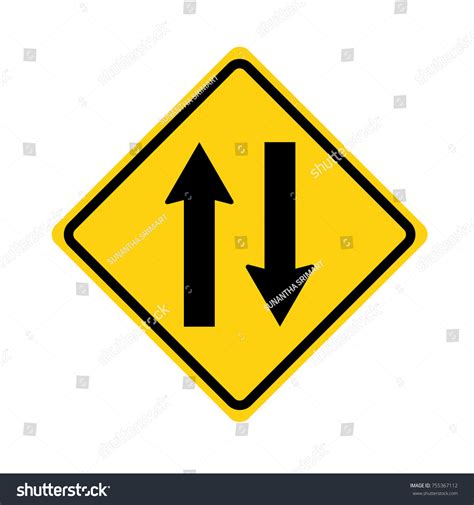 Two Way Traffic Sign On White Stock Vector Royalty Free 755367112